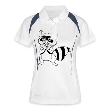 Sourire de rire de raton laveur - Polo respirant Femme - blanc/marine - Devant