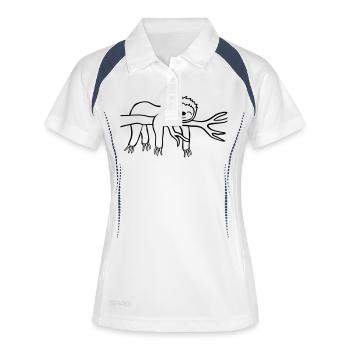 Müdes hängendes Faultier - Frauen Polo atmungsaktiv - Weiß/Navy - Vorne