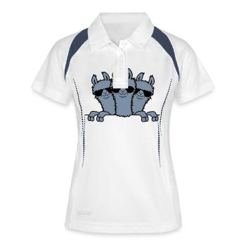 Les amis de Lama derrière le mur - Polo respirant Femme - blanc/marine - Devant