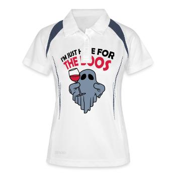 Here for the boos - Frauen Polo atmungsaktiv - Weiß/Navy - Vorne