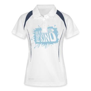 you can be kind - Frauen Polo atmungsaktiv - Weiß/Navy - Vorne