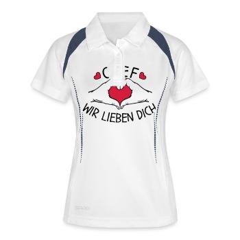 Chef wir liebe Dich - Frauen Polo atmungsaktiv - Weiß/Navy - Vorne