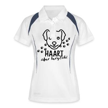Haart aber herzlich - Frauen Polo atmungsaktiv - Weiß/Navy - Vorne