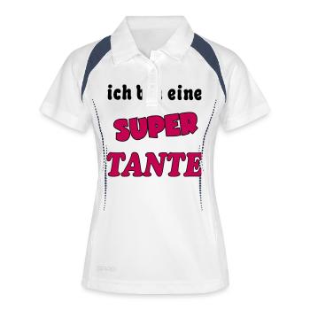 Ich bin eine Super TANTE - Frauen Polo atmungsaktiv - Weiß/Navy - Vorne