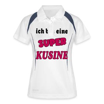 Ich bin eine Super KUSINE COUSIN - Frauen Polo atmungsaktiv - Weiß/Navy - Vorne