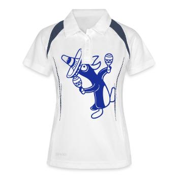 Pinguin Rasseln Party mexikanische Kultur Hut Spaß - Frauen Polo atmungsaktiv - Weiß/Navy - Vorne