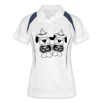 2 Hunde Brezel Bayern Feier Hut Party Oktober Team - Frauen Polo atmungsaktiv - Weiß/Navy - Vorne