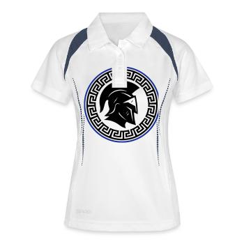 Icône du casque Spartan - Polo respirant Femme - blanc/marine - Devant