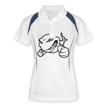hai für Party, Junggesellenabschied - Frauen Polo atmungsaktiv - Weiß/Navy - Vorne