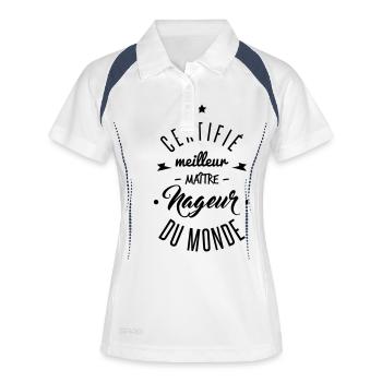 meilleur maitre nageur - Polo respirant Femme - blanc/marine - Devant