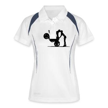 Funbiker Logo - Polo respirant Femme - blanc/marine - Devant