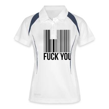 barcode fuck you - Polo respirant Femme - blanc/marine - Devant