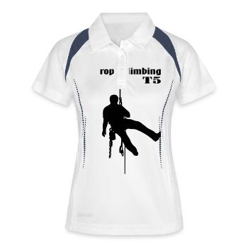 1000_ropeclimbing_mann - Frauen Polo atmungsaktiv - Weiß/Navy - Vorne