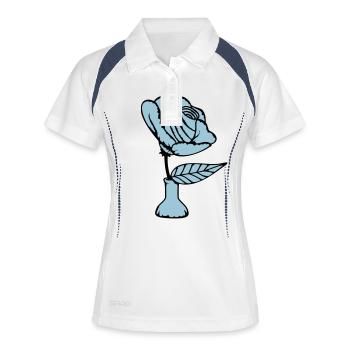 Schöne Rose Vase Blüte Blatt Röschen Romantisch - Frauen Polo atmungsaktiv - Weiß/Navy - Vorne