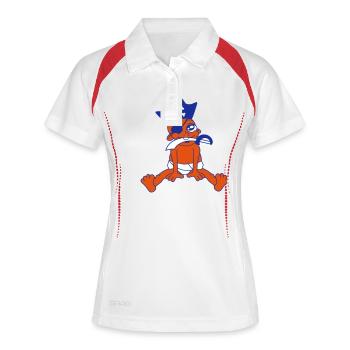 Baby Pirat Sitzt Süß Mütze Säbel Kleinkind Windel - Frauen Polo atmungsaktiv - Weiß/Navy - Vorne