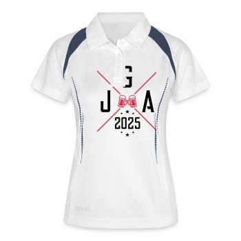 Jga 2025 Bier Junggesellen - Frauen Polo atmungsaktiv - Weiß/Navy - Vorne