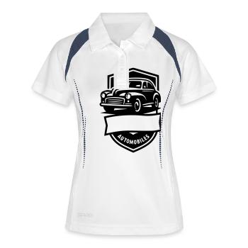 automobile vintage - Polo respirant Femme - blanc/marine - Devant