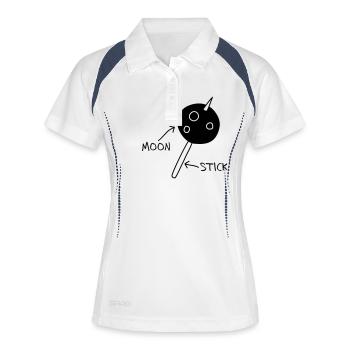 Mond auf einem Stick (weiß auf dunklem - Frauen Polo atmungsaktiv - Weiß/Navy - Vorne