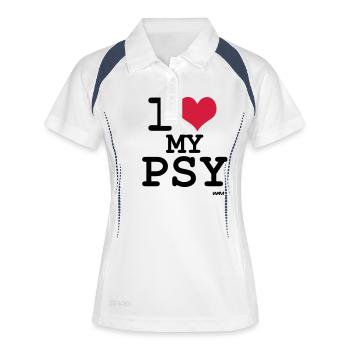 i love my psy by wam - Polo respirant Femme - blanc/marine - Devant