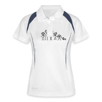 Familie mit Hund - Frauen Polo atmungsaktiv - Weiß/Navy - Vorne