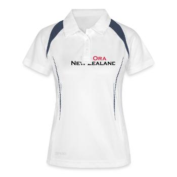 Kia Ora New Zealand - Frauen Polo atmungsaktiv - Weiß/Navy - Vorne