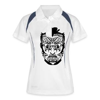 Samurai - Frauen Polo atmungsaktiv - Weiß/Navy - Vorne