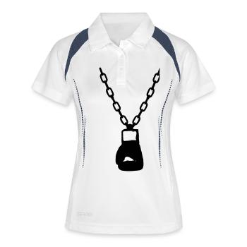 Boxhandschuh Kette - Frauen Polo atmungsaktiv - Weiß/Navy - Vorne