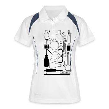 Laborgeräte - Frauen Polo atmungsaktiv - Weiß/Navy - Vorne
