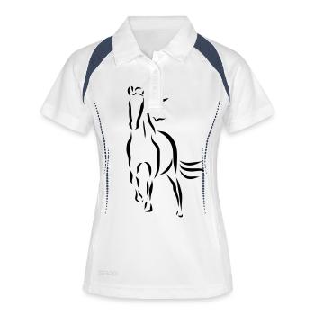 galloping horse Stallion Mare drawing - Women's Polo breathable - white/navy - Front