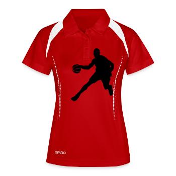 Basketball # 1 - Frauen Polo atmungsaktiv - Weiß/Navy - Vorne