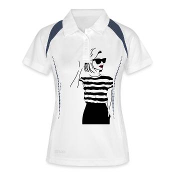 Girl with red Lips - Women's Polo breathable - white/navy - Front