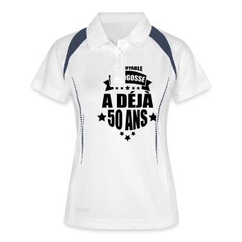 incroyable ce bogosse a déjà 50 ans - Polo respirant Femme - blanc/marine - Devant