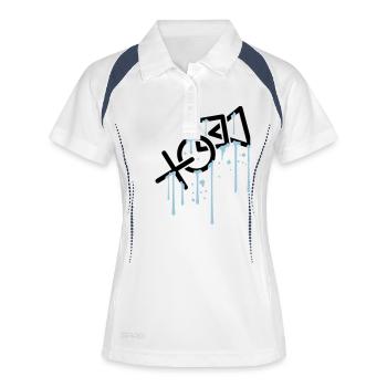 mouillé graffiti contrôleur silhouette cool X vie - Polo respirant Femme - blanc/marine - Devant