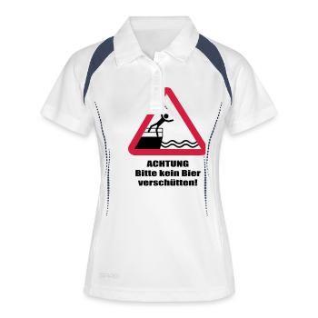 kein bier verschuetten - Frauen Polo atmungsaktiv - Weiß/Navy - Vorne