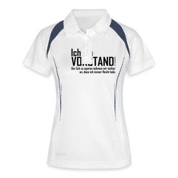 ich bin vorstand - Frauen Polo atmungsaktiv - Weiß/Navy - Vorne