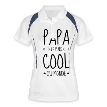 Papa Vati Vater Vatertag Geburtstag Dad Familie - Frauen Polo atmungsaktiv - Weiß/Navy - Vorne