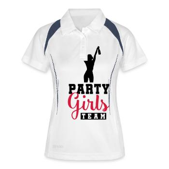 party girls team - Frauen Polo atmungsaktiv - Weiß/Navy - Vorne