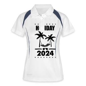 Vacances 2024 - Polo respirant Femme - blanc/marine - Devant