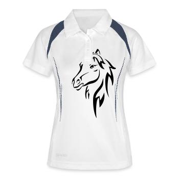 cheval - Polo respirant Femme - blanc/marine - Devant