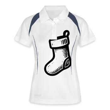 Weihnachtspantoffel - Frauen Polo atmungsaktiv - Weiß/Navy - Vorne