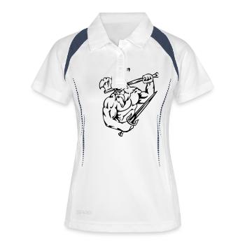 wickinger T Shirt selber gestalten - Frauen Polo atmungsaktiv - Weiß/Navy - Vorne