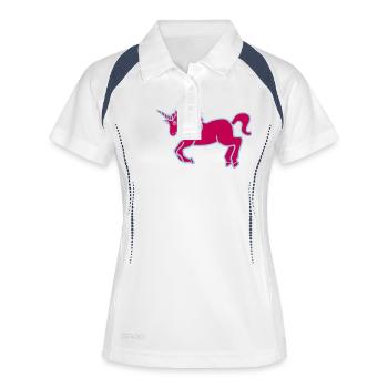 unicorneinhorn pferd - Frauen Polo atmungsaktiv - Weiß/Navy - Vorne