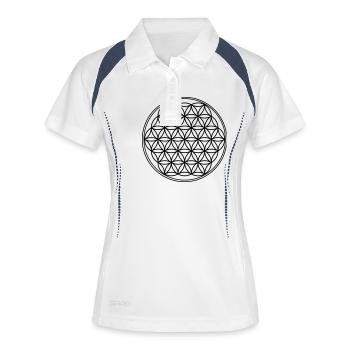 Blume des Lebens - Frauen Polo atmungsaktiv - Weiß/Navy - Vorne