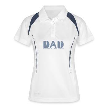 Papa. Réparateur de toutes les choses. - Polo respirant Femme - blanc/marine - Devant