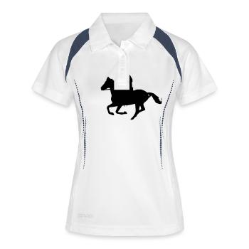 cheval au galop - Polo respirant Femme - blanc/marine - Devant
