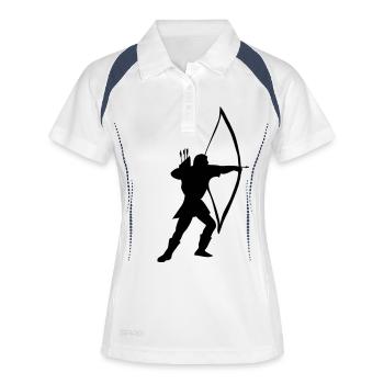 Archers, symboles médiévaux - Polo respirant Femme - blanc/marine - Devant
