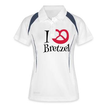 i love bretzel - Polo respirant Femme - blanc/marine - Devant