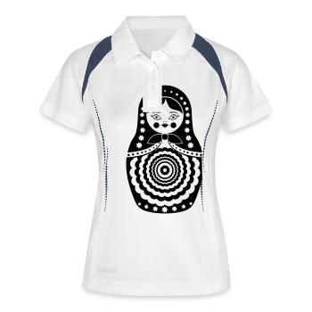 Matriochka Maroussia - Polo respirant Femme - blanc/marine - Devant