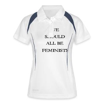 we should all be feminist - Frauen Polo atmungsaktiv - Weiß/Navy - Vorne