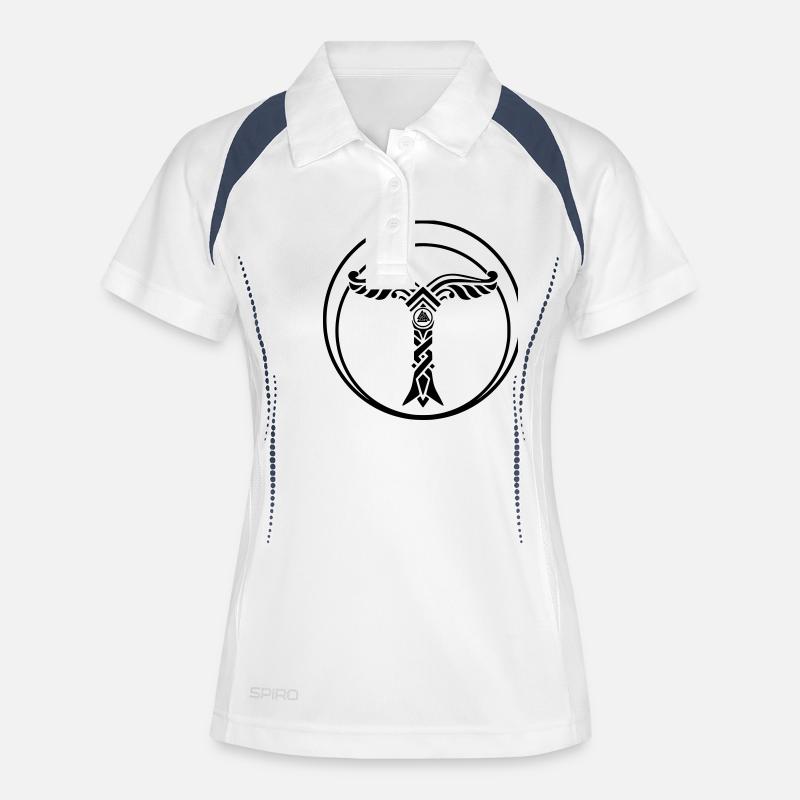 Irminsul mit Valknut - Frauen Polo atmungsaktiv - Weiß/Navy